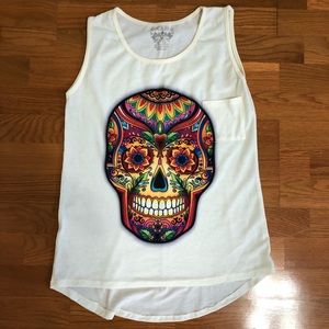 Skull print Sleeveless tee tank S